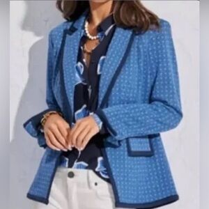 CAbi NWOT 6027 Scholarship Blue & Black Check Geometric Jacket Blazer